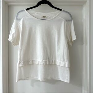 Madewell White Short Sleeve Layered Top, Size XS